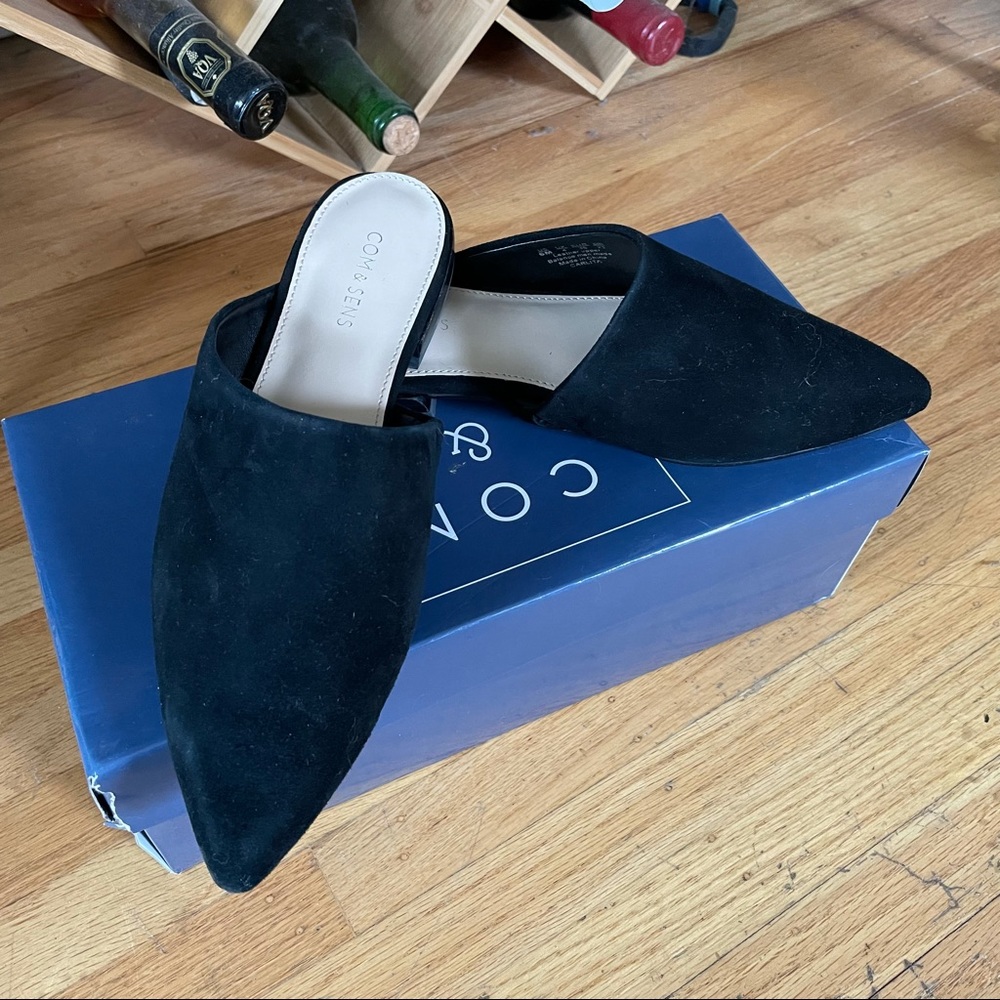 SALE Com & Sens Black suede mules — NEW in box